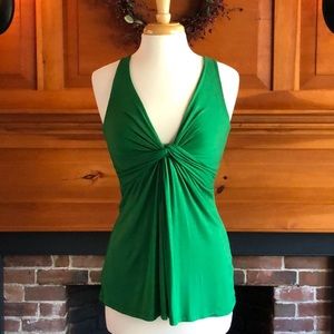 R Jean Emerald Green Twist Front Top
